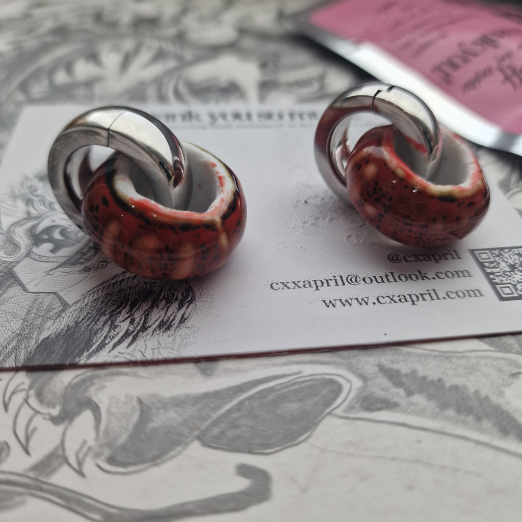 5MM 4G Silver Red Wedding Weights Ceramic Plugs Gauges Earrings Alternative Jewelry | CXAPRIL