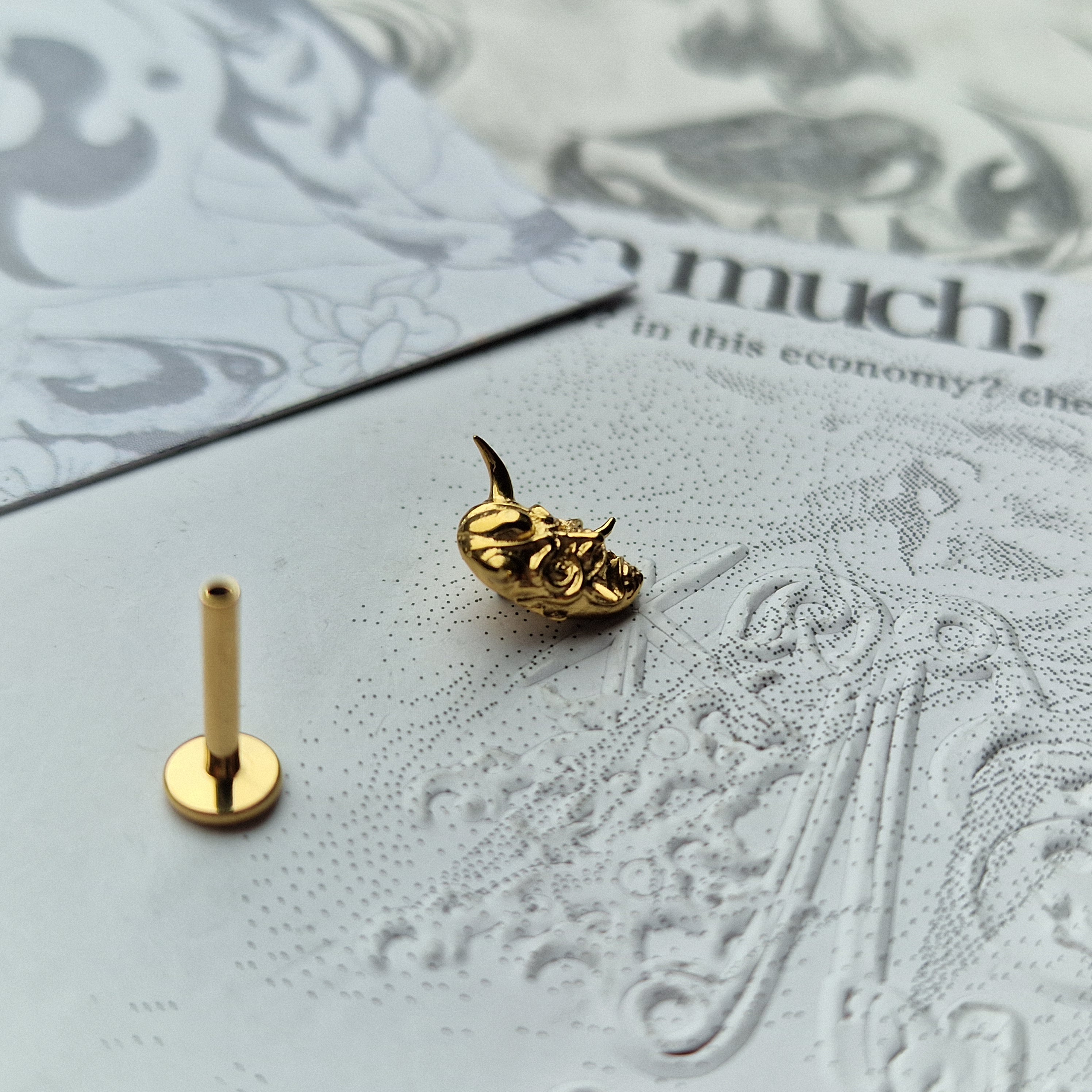 Hannya Mask High Detail Earring | Cartilage Stud Titanium Body Jewellery