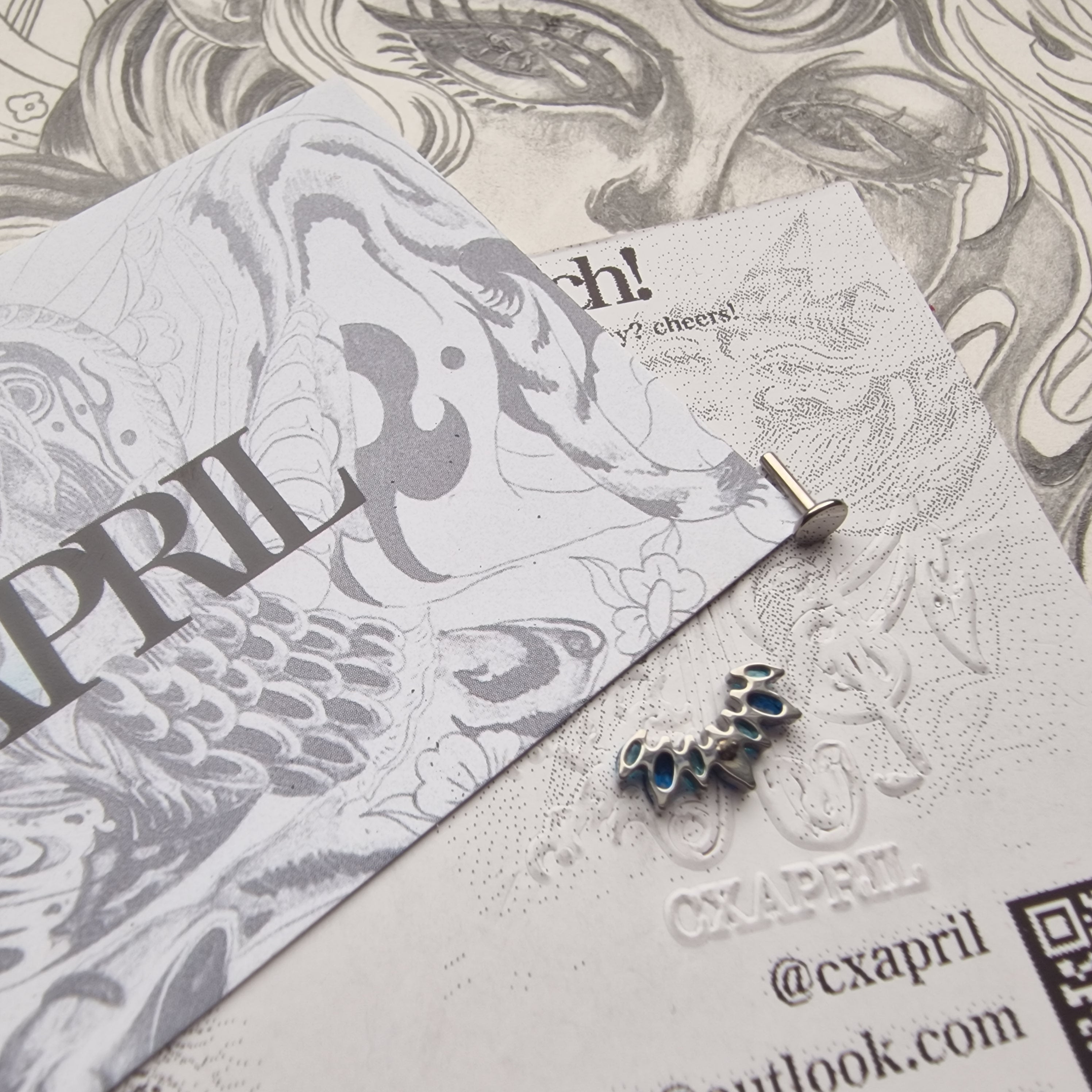 Icy Blue Zircon Titanium  helix Orbital Cartilage Stud | Body Jewellery