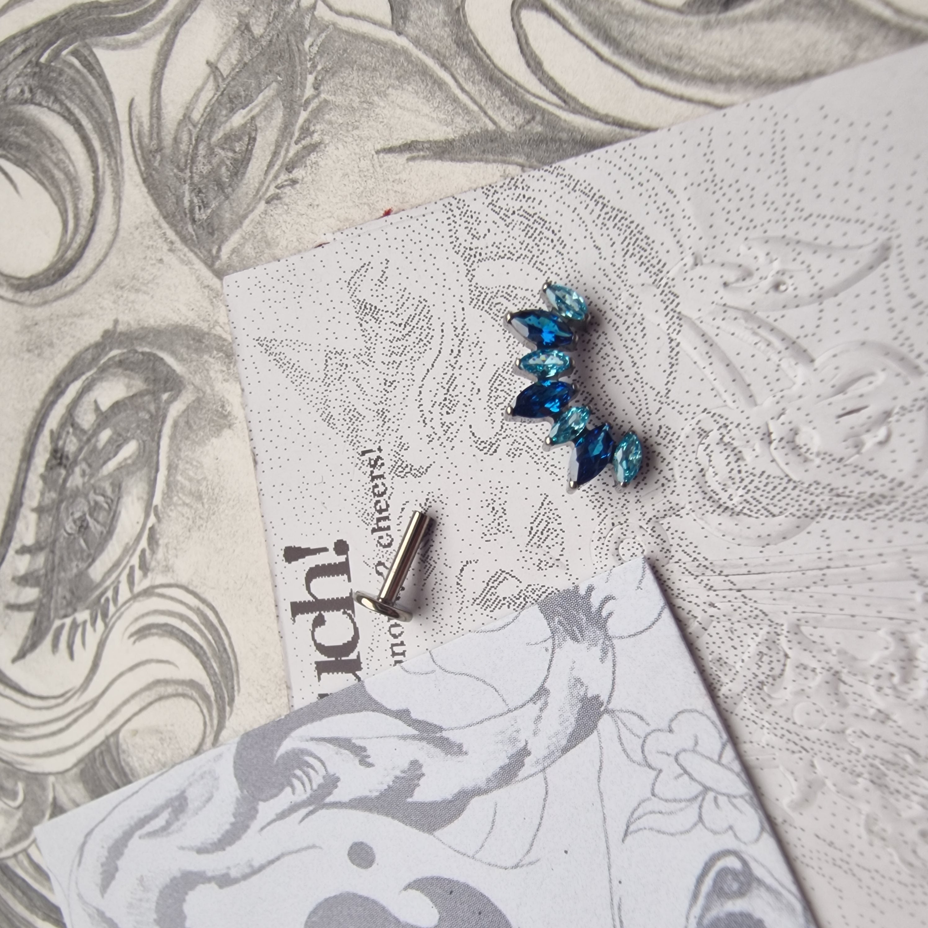 Icy Blue Zircon Titanium  helix Orbital Cartilage Stud | Body Jewellery