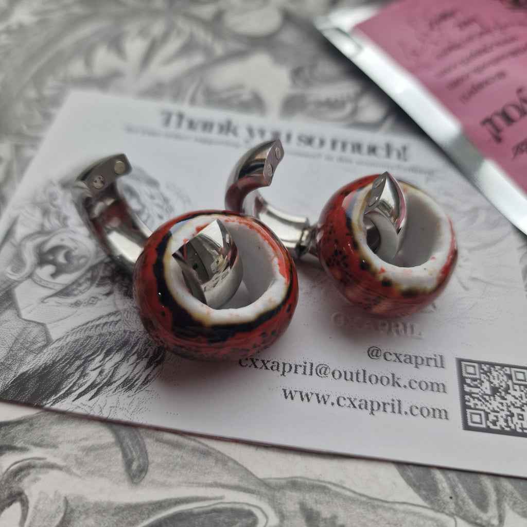 5MM 4G Silver Red Wedding Weights Ceramic Plugs Gauges Earrings Alternative Jewelry | CXAPRIL