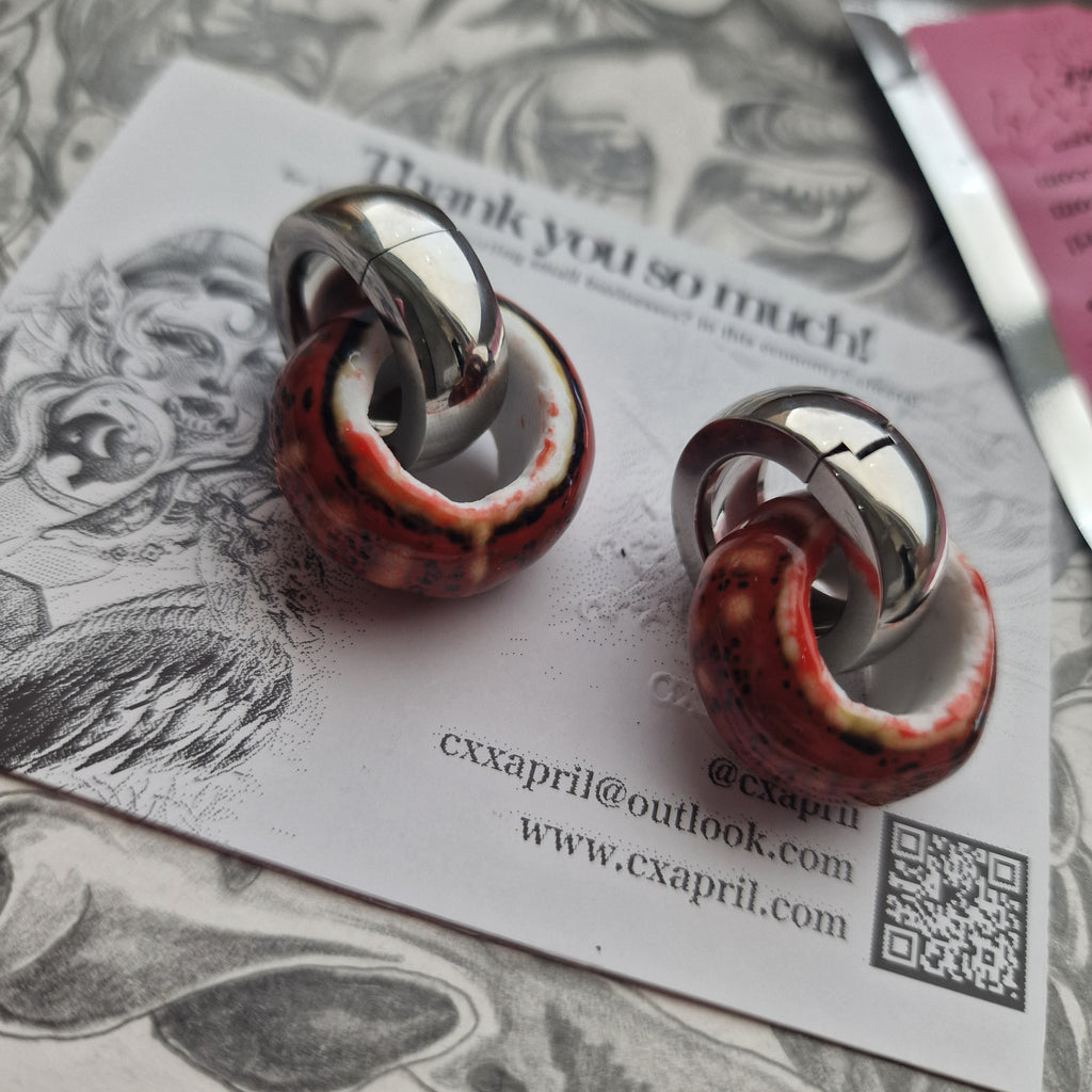 5MM 4G Silver Red Wedding Weights Ceramic Plugs Gauges Earrings Alternative Jewelry | CXAPRIL