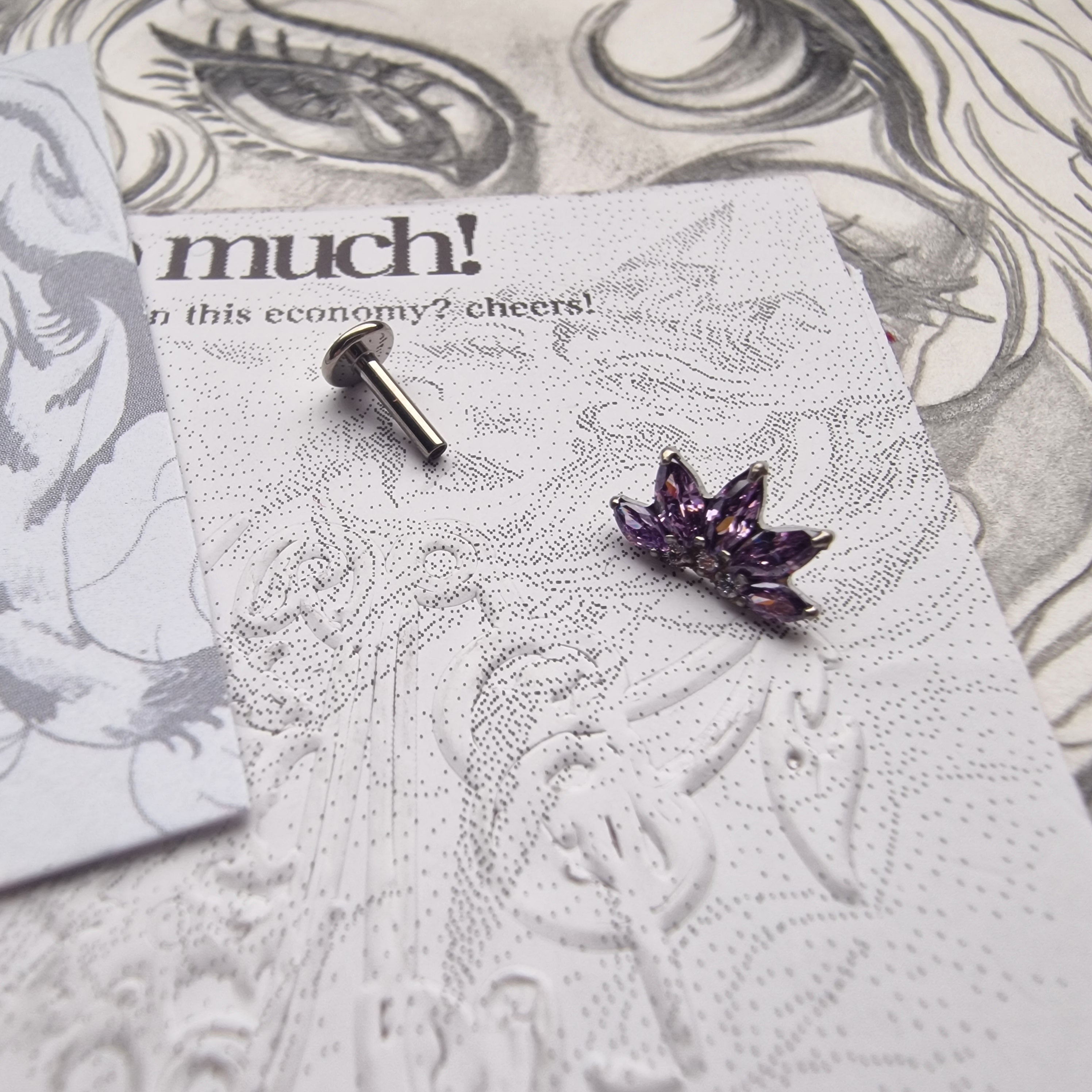 Purple Titanium Sunset Sunrise Zircon Cartilage Stud | Body Piercings
