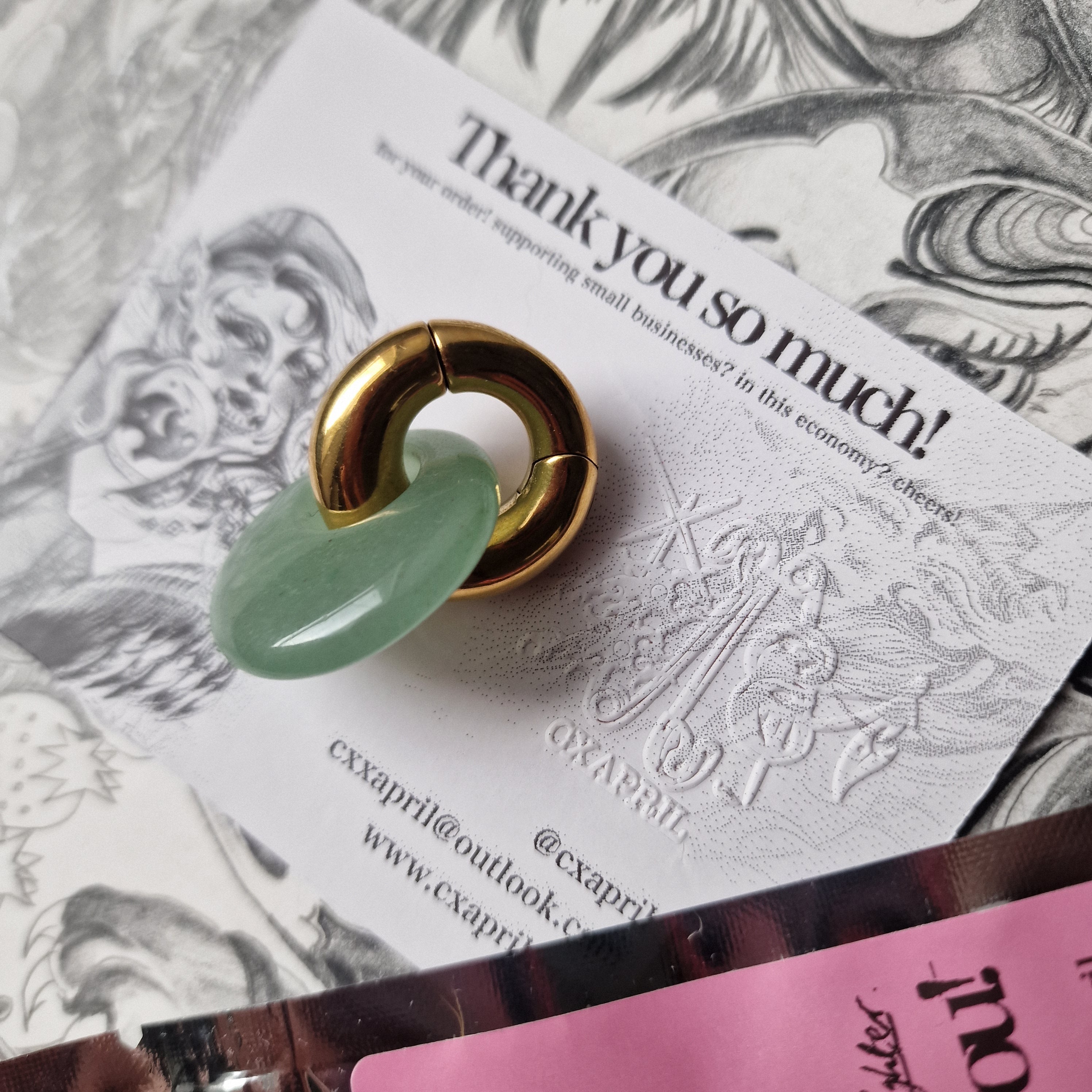6MM 2G Gold Ear Weights Jade Stone Organic Ear Weights Plugs Gauges Tunnels Alt | CXAPRIL