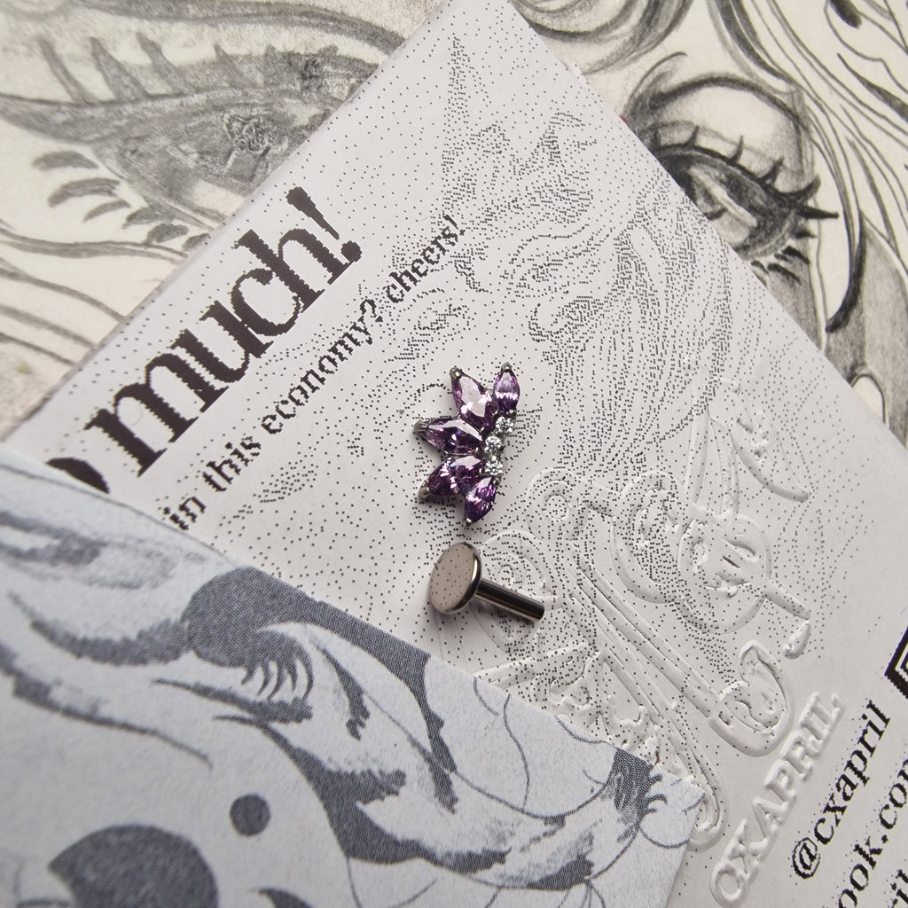 Purple Titanium Sunset Sunrise Zircon Cartilage Stud | Body Piercings