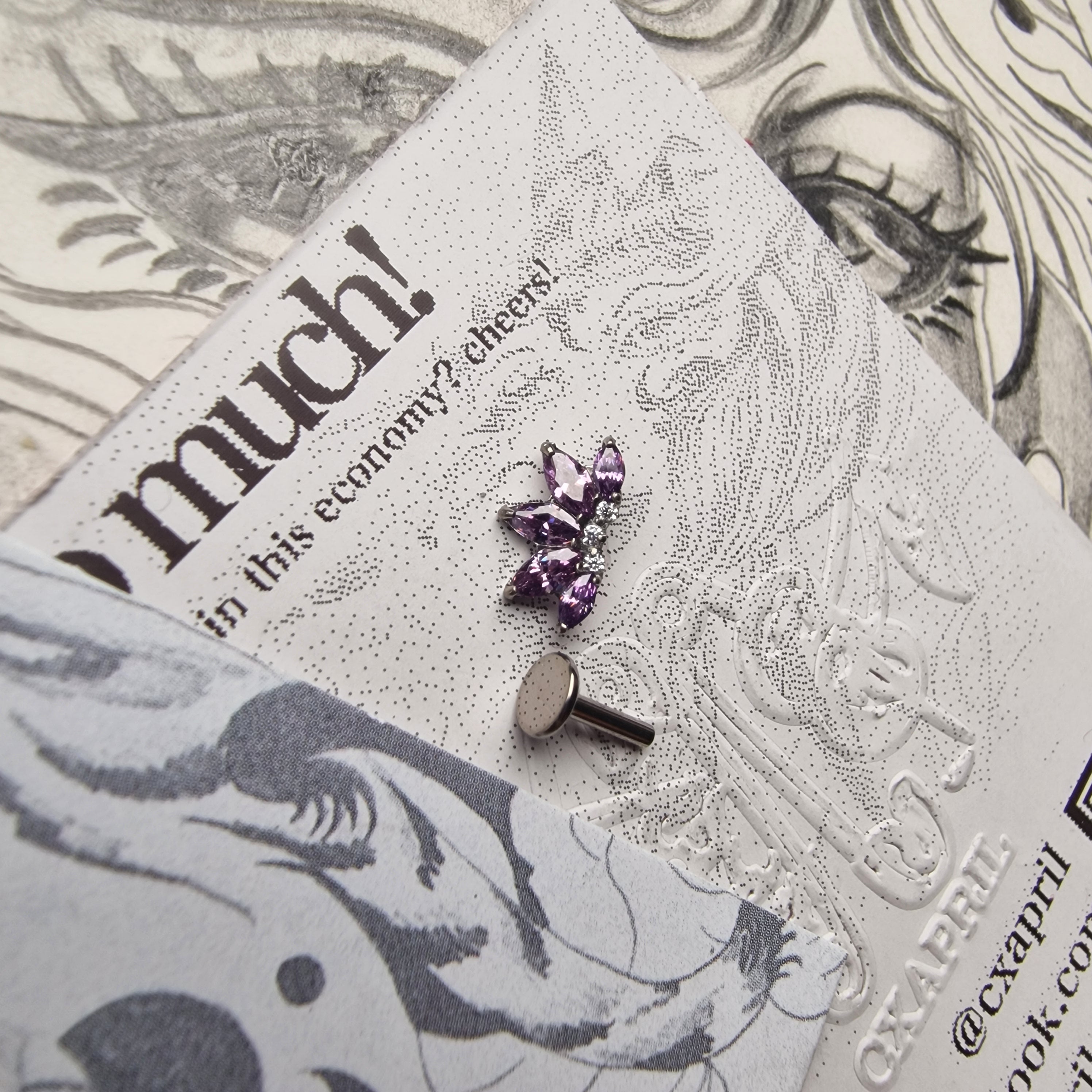 Purple Titanium Sunset Sunrise Zircon Cartilage Stud | Body Piercings