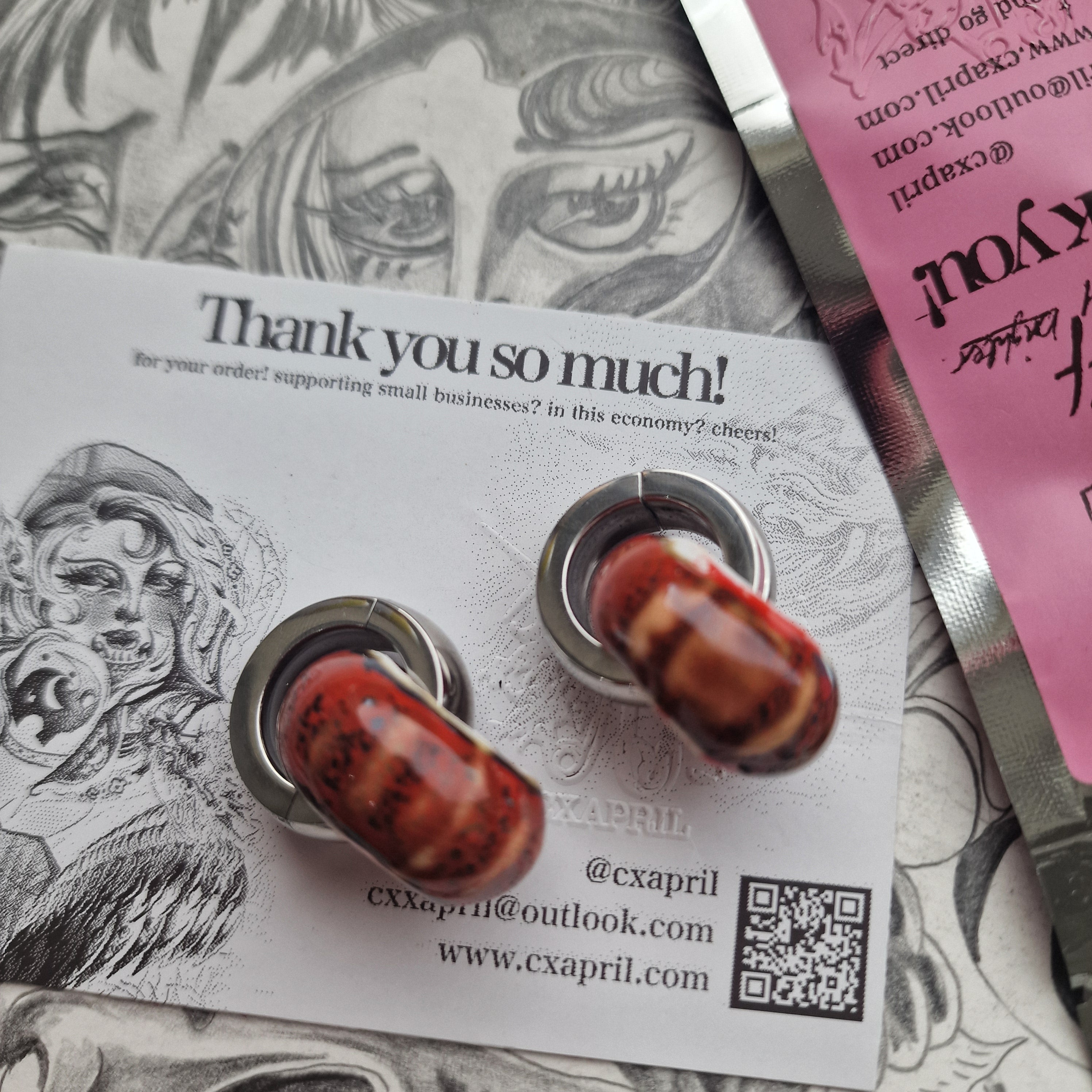 5MM 4G Silver Red Wedding Weights Ceramic Plugs Gauges Earrings Alternative Jewelry | CXAPRIL