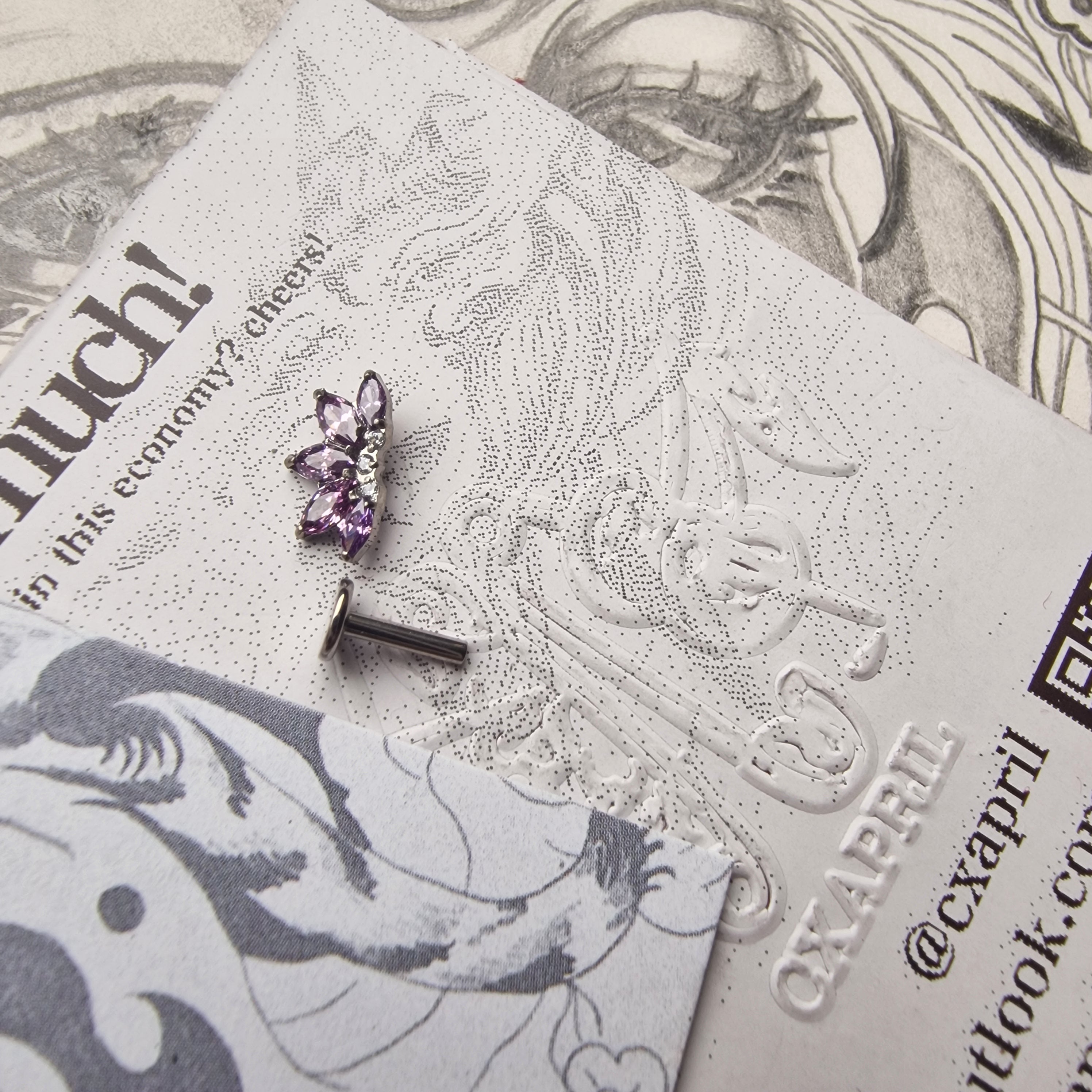 Purple Titanium Sunset Sunrise Zircon Cartilage Stud | Body Piercings