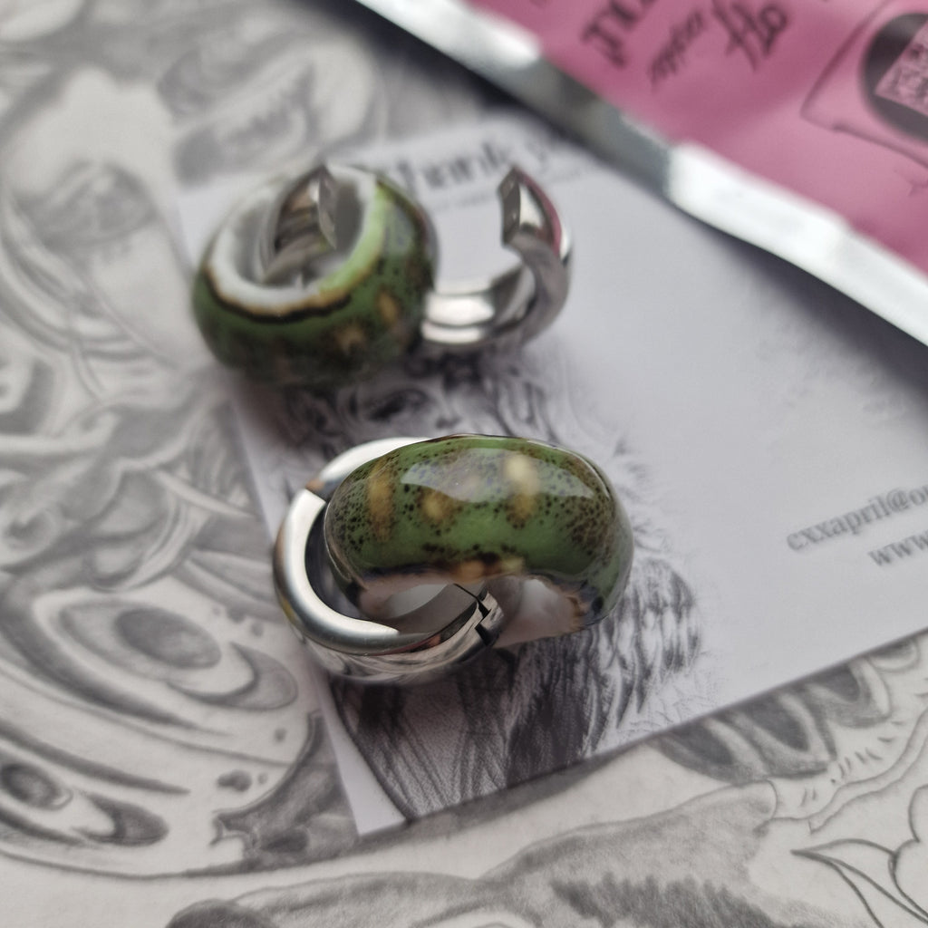 5MM 4G Green Silver Ear Weights Ceramic Plugs Gauges Earrings Alternative Jewelry | CXAPRIL