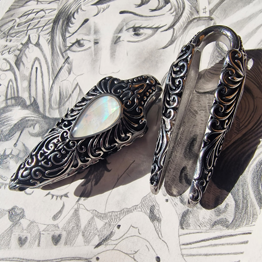 22MM 7/8 inch Silver Saddle Hangers  Opal Ear Weights  Saddle Ear Weights Pair