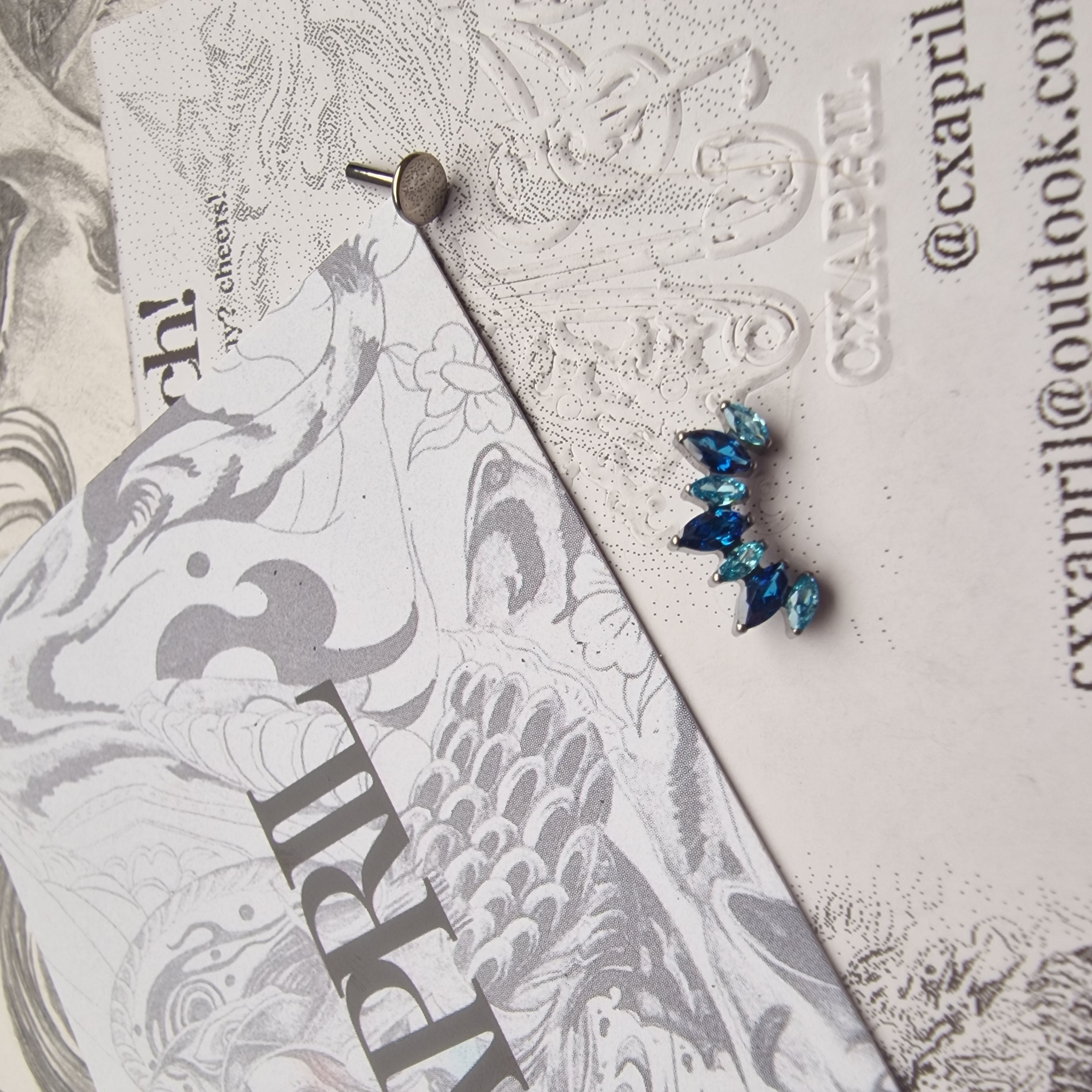 Icy Blue Zircon Titanium  helix Orbital Cartilage Stud | Body Jewellery