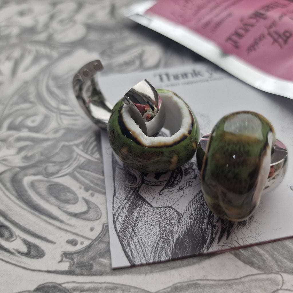5MM 4G Green Silver Ear Weights Ceramic Plugs Gauges Earrings Alternative Jewelry | CXAPRIL