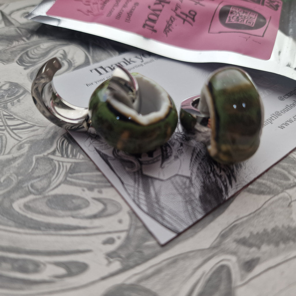 5MM 4G Green Silver Ear Weights Ceramic Plugs Gauges Earrings Alternative Jewelry | CXAPRIL