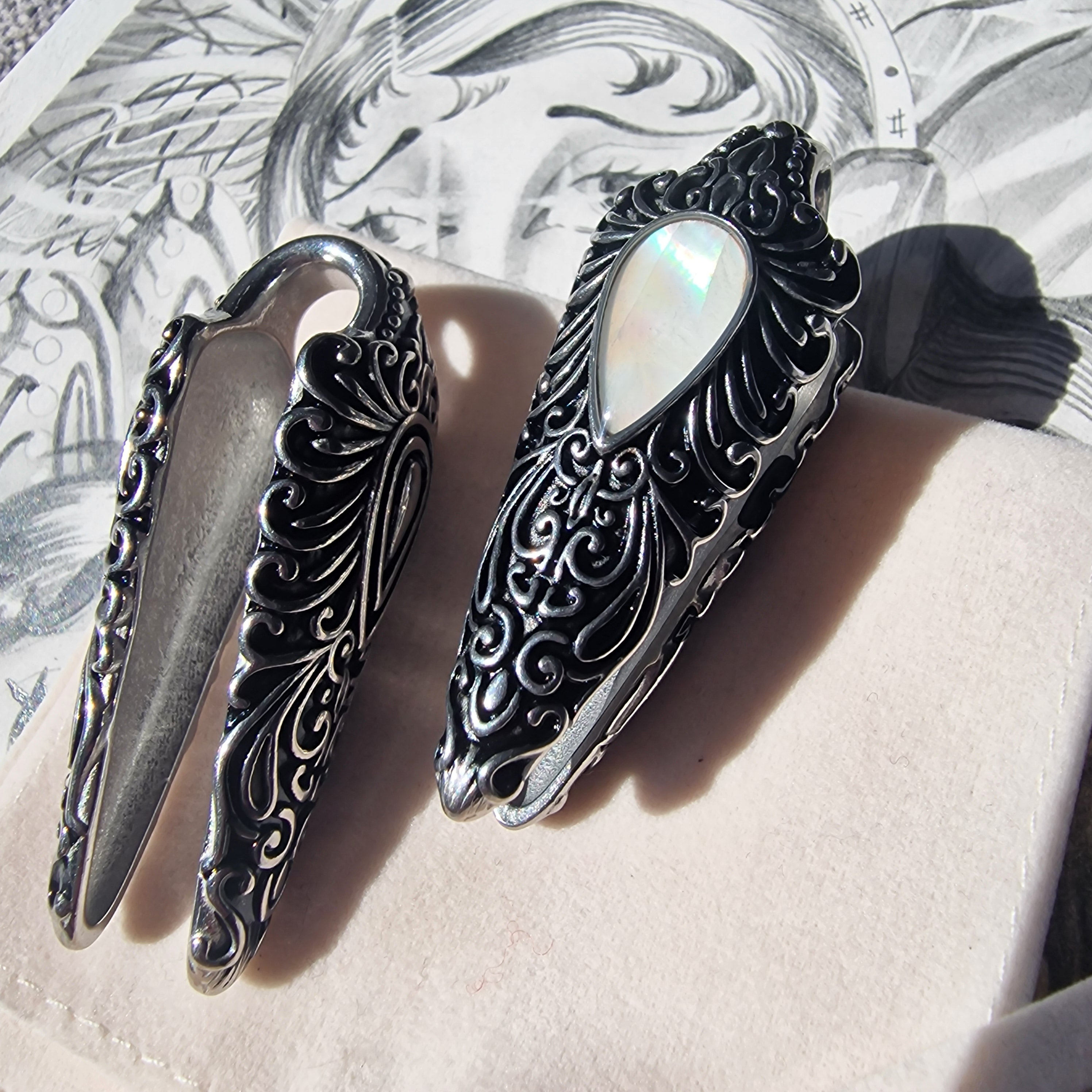 22MM 7/8 inch Silver Saddle Hangers  Opal Ear Weights  Saddle Ear Weights Pair