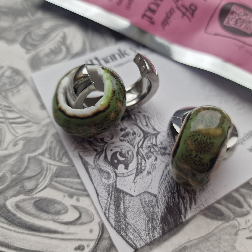 5MM 4G Green Silver Ear Weights Ceramic Plugs Gauges Earrings Alternative Jewelry | CXAPRIL