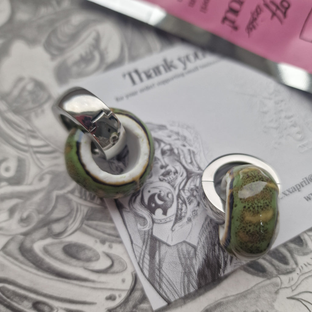 5MM 4G Green Silver Ear Weights Ceramic Plugs Gauges Earrings Alternative Jewelry | CXAPRIL